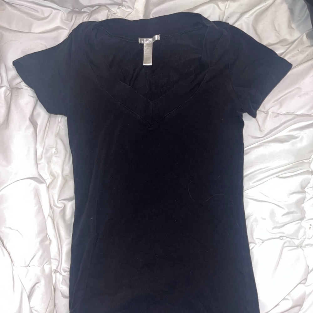LOFT Black Short Sleeve V-Neck Tee